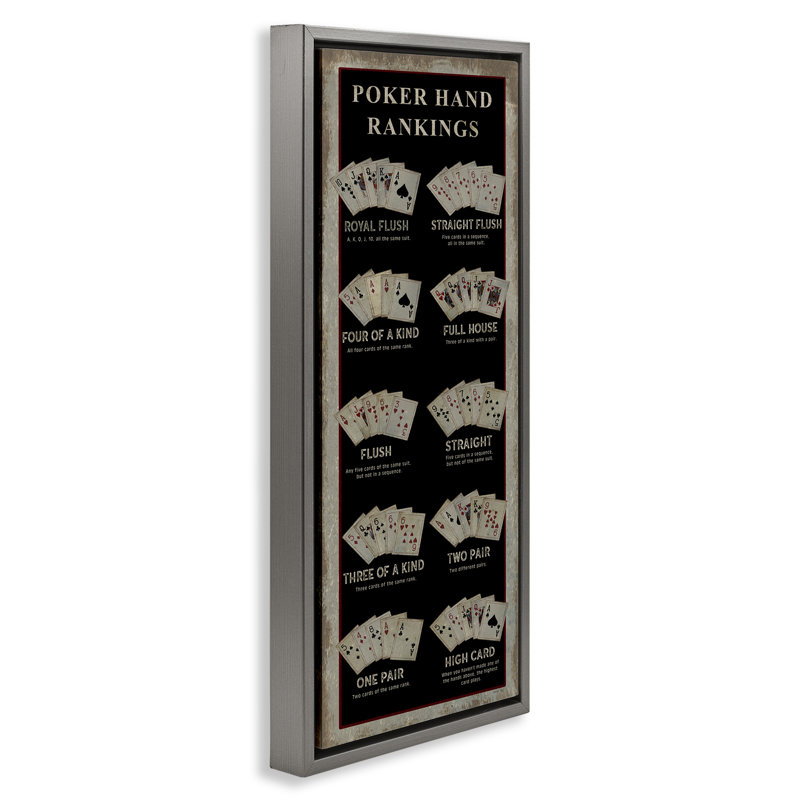 Art mural sur toile flottant gris "Poker Hand Classings" par Cindy Jacobs, Cadre flottant gris lustré, H 25 po x l 11 po