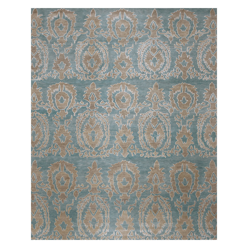 Classic Hand Knotted Geometric Area Rug, Rectangle 12' x 18'