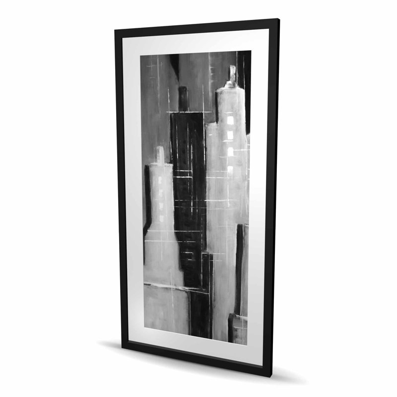 Abstrait paysage urbain noir et blanc - impression de cités de salon