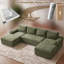 Canapé modulaire en forme de U 133,4 po pour salon, canapé-lit modulaire désossé et confortable, sans assemblage, vert-1812293293