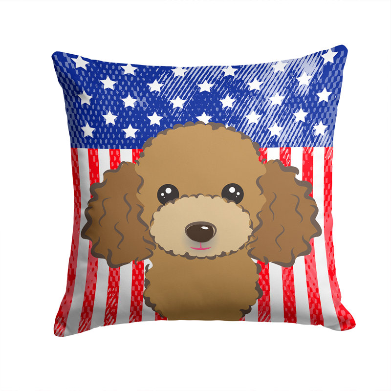  Coussin 14 "American Flag, 14 po x 14 po, Caniche brun chocolat