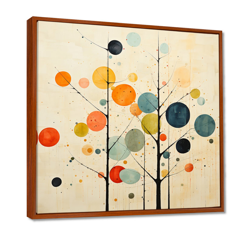 Art mural minimaliste beige du milieu du siècle - Minimalisme, H 36 po x l 36 po, Brun, Reproduction avec cadre flottant