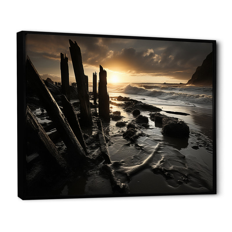 Beach Photo Oceanic Rhythms I - impression, Cadre flottant noir, H 12 po x l 20 po x P 1 po