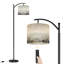 Lampe sur pied arc avec abat-jour ajustable rétro brun blanc gris abstrait rustique sur pied style campagnard rétro avec 3 températures d'intensité et intensité variable avec interrupteur au pied pour la chambre à coucher