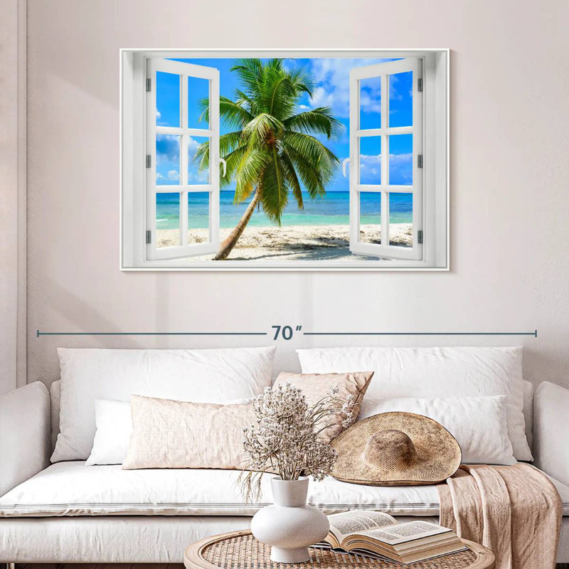 De la fenêtre à l'Axe des Fêtes, Cadre flottant blanc, 46 po x 31 po