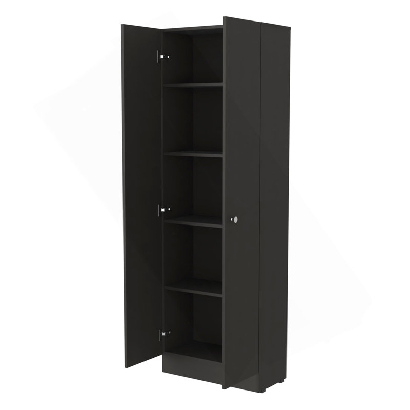 Virginia Double Door Storage Cabinet, Five Shelves, Black