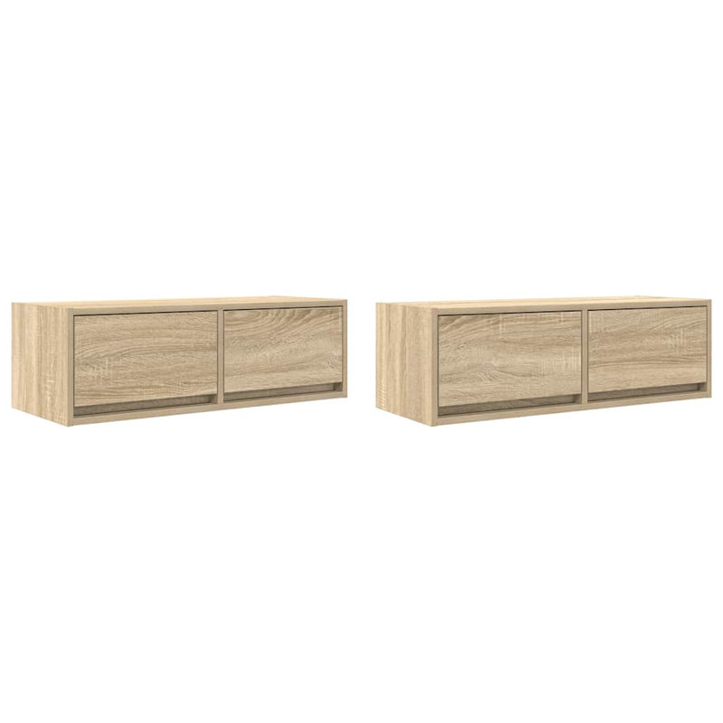 TV Cabinets 2 Pcs 31x25.5 Cm Engineered Wood, Sonoma Oak, 80 cm