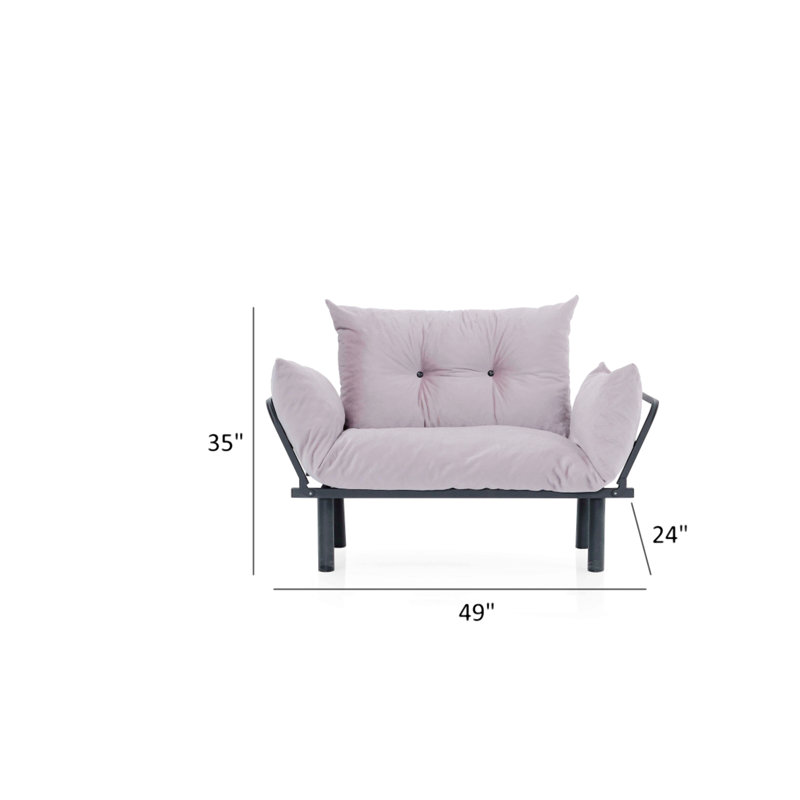 Renso 49'' Upholstered Cushioned Futon Chair, Gray Fabric