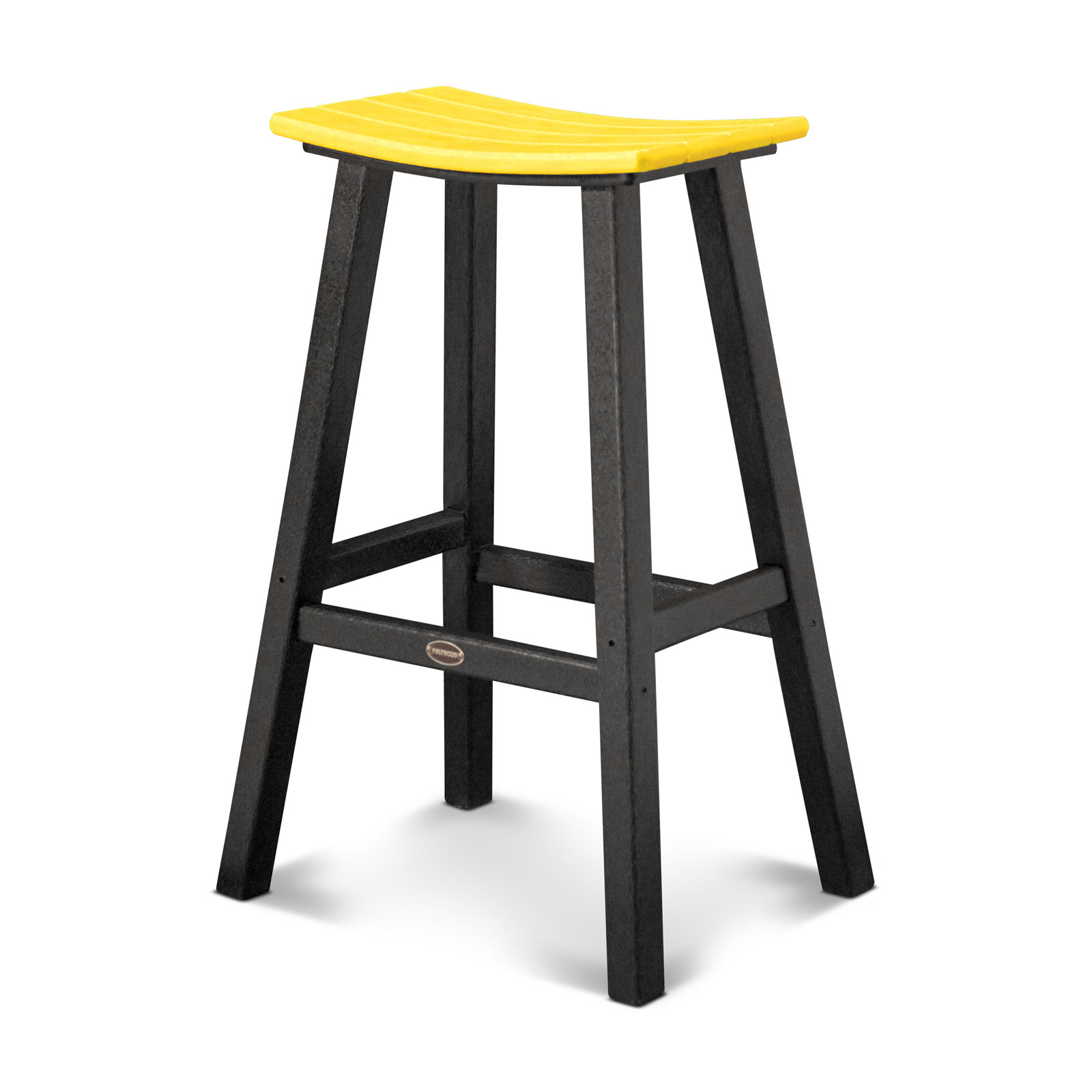 POLYWOOD® Contempo Saddle Bar Stool, Black, Lemon