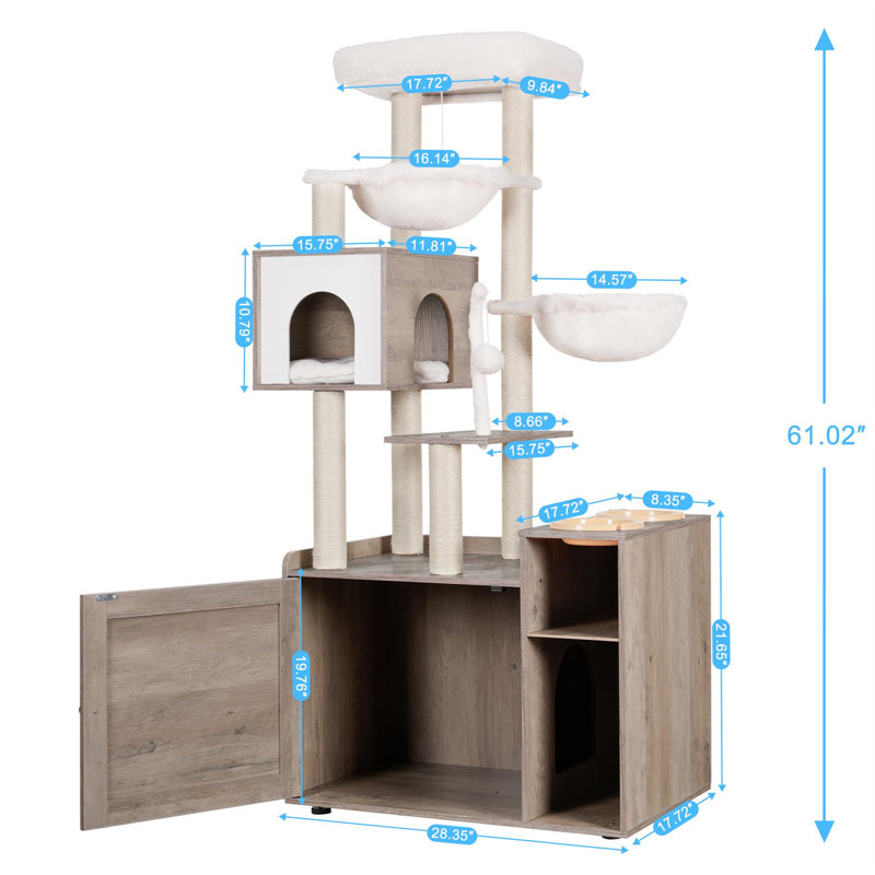 61.42'' H Cat Tree, Gray