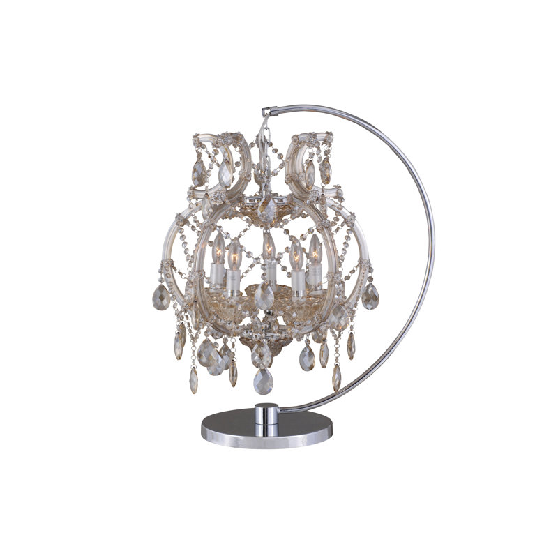 5-Light Gold Table Lamp With Champagne Crystals