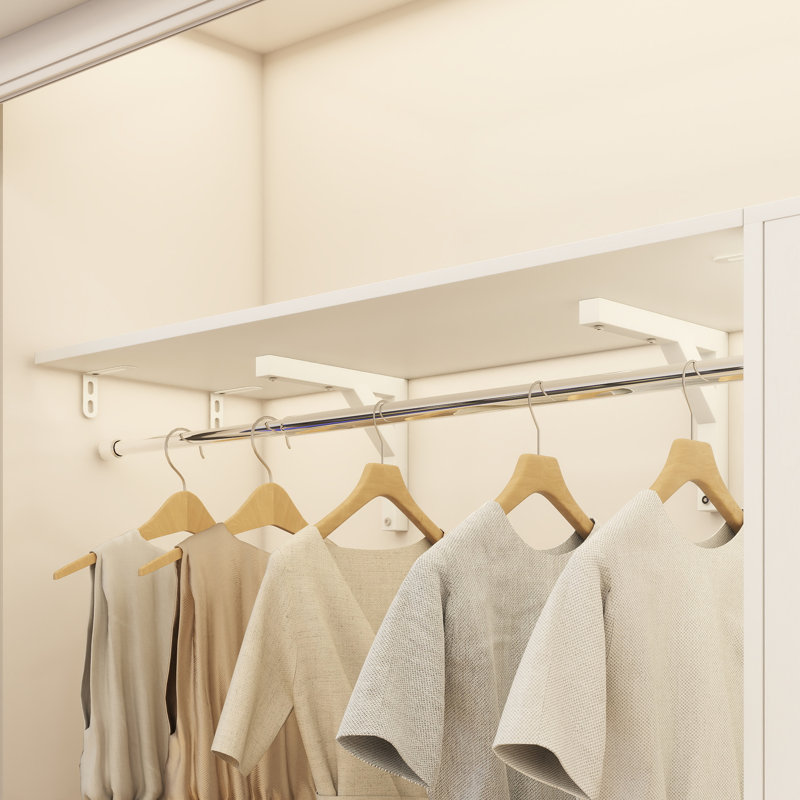 69"-145" W Wooden Closet System With Doors And Drawers(Adjustable Width), Blanc