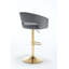 Chaise de bar moderne en velours avec dossier évidé, accoudoirs, base à pieds croisés et fonction réglable en hauteur pour divers réglages