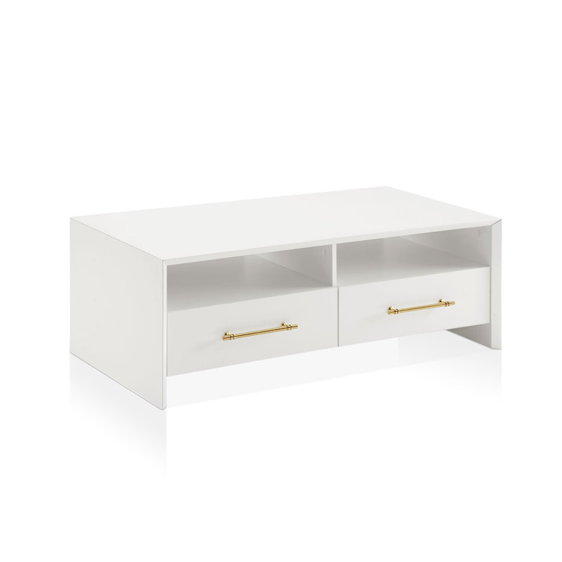 Table basse à deux tiroirs Karyn, Blanc