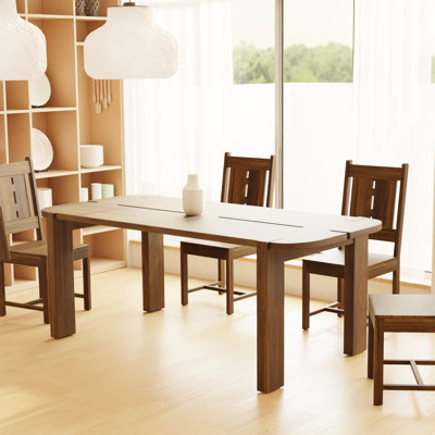 Solid Mango Wood 80″ × 37″ Rectangular Dining Table – Mocha Finish, 30.5 in. H, Slot-Detail Top, Easy 15-min Assembly – MOCHA Dining Table