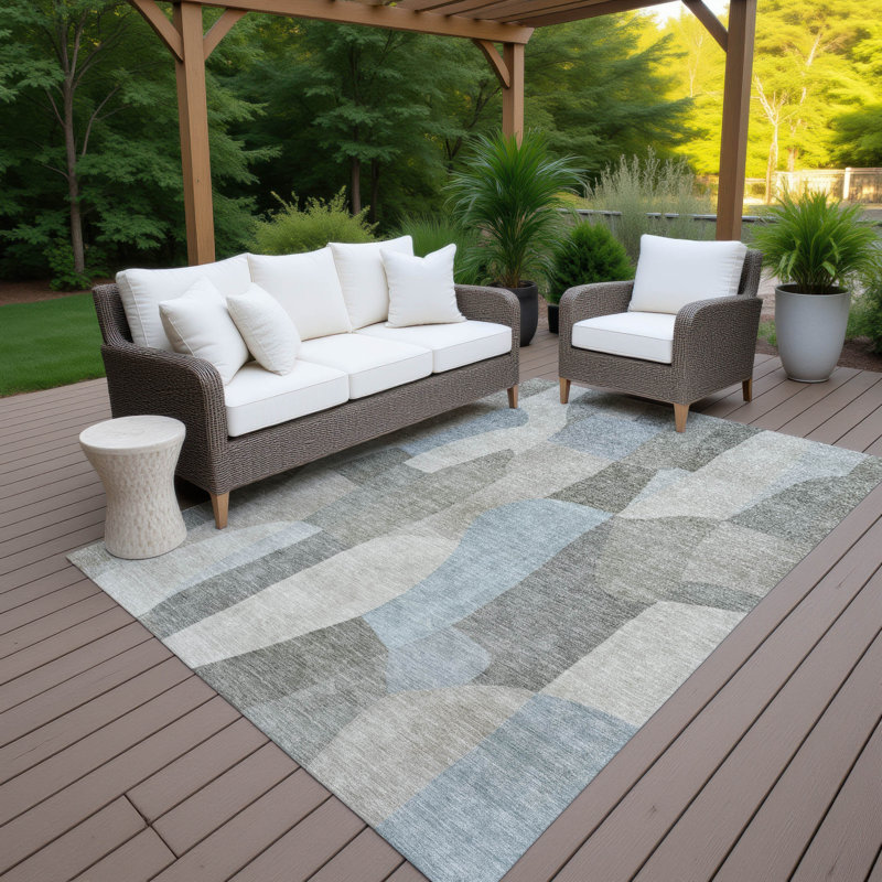 Machine Washable Indoor/Outdoor Kerwin ACN2376 Abstract Rug, Rectangle 9' x 12'