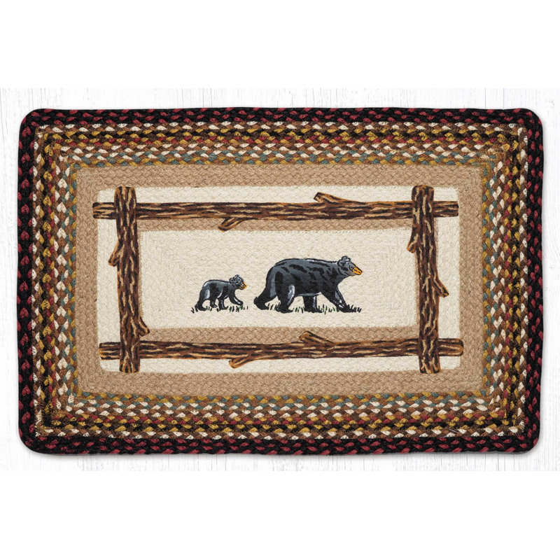 Tapis à motif oblong - maman bourgogne et ourson 30 po, Burgundy Mama Bear Baby Bear