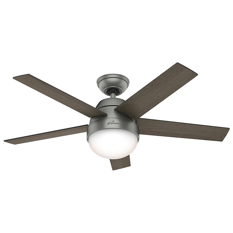 117cm Ceiling Fan with Light Kit, Light Grey Oak/Walnut Grey, Matte Silver