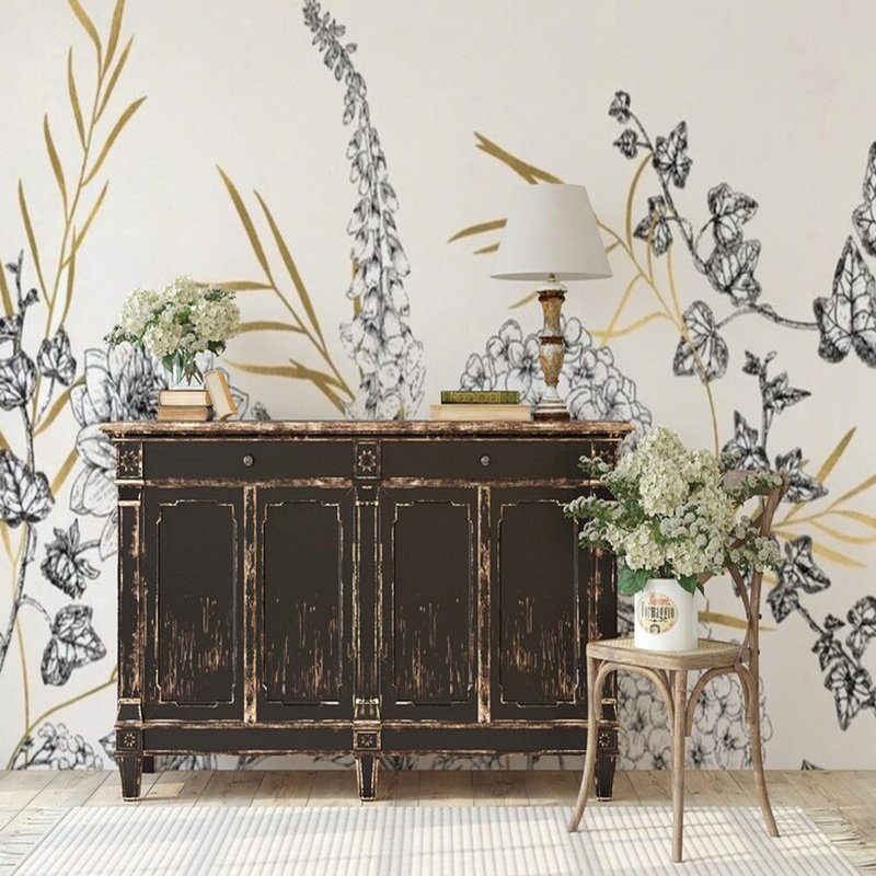 Fleurs sauvages illustrées, L 108 po x l 96 po