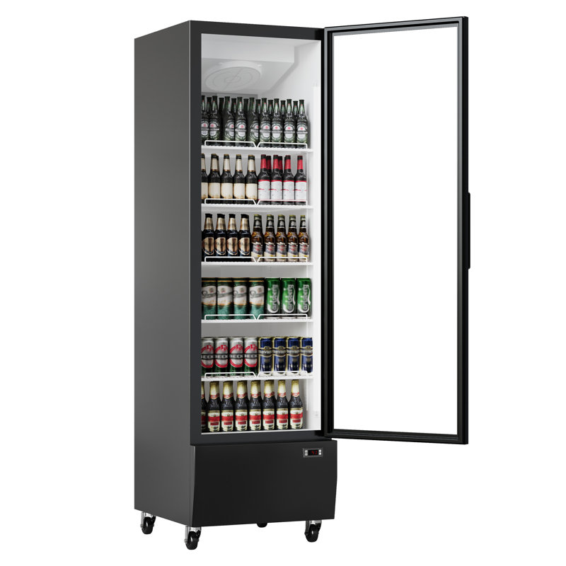 Large Capacity Beverage Cooler Refrigerator 13.4 Cu.Ft – Glass Door Merchandiser – 5 Adjustable Shelves – LED Lighting – Upright Display Fridge for Restaurant, Store, Bar – Commercial Use