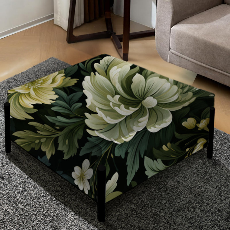 Donelson Menik Green Radiant Floral Splendor - Grand repose-pieds carré floral