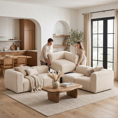 Confesor Chenille Modern L-Shaped Sectional Sofa