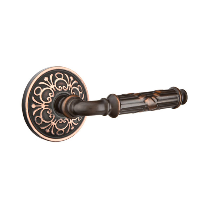 Round Double Dummy Door Lever with Round Rosette, Right, Oil Rubbed Bronze