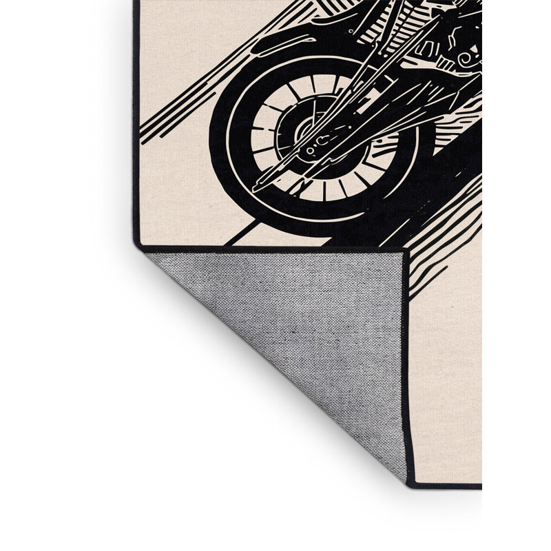 Tapis art déco lavable à la machine pour vélo cyanpunk Aidan - beige, 8 x 10