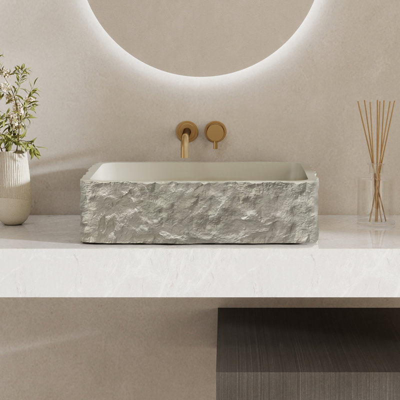 Lavabo de salle de bain rectangulaire en pierre 19,7 po