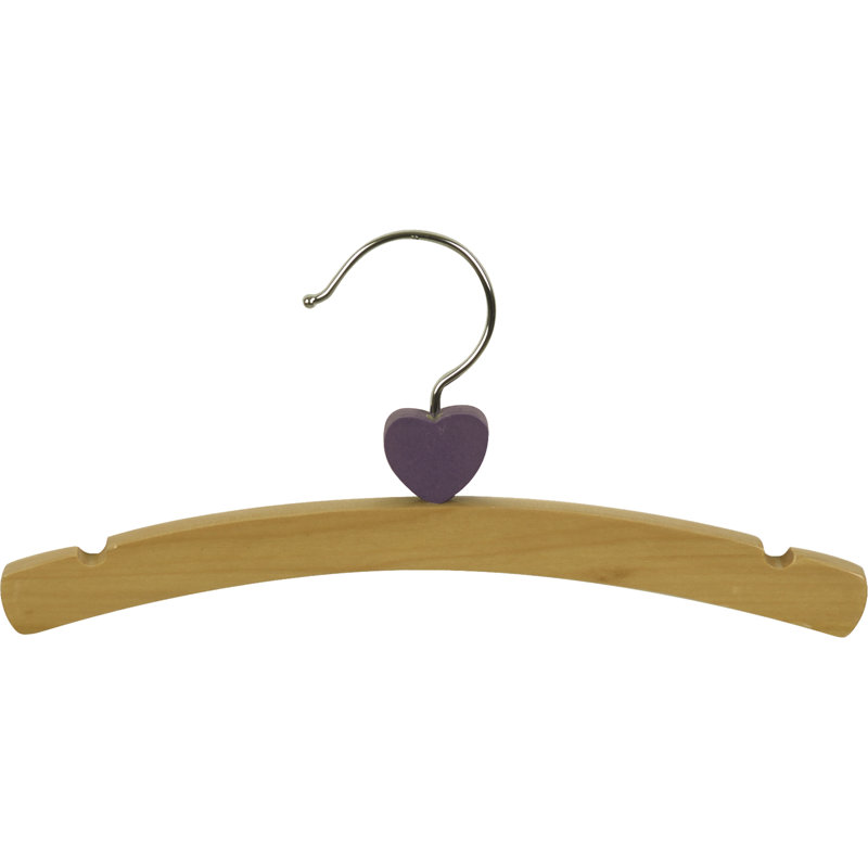 Cintre en bois pour bébé 10 "avec cœur mauve, 12