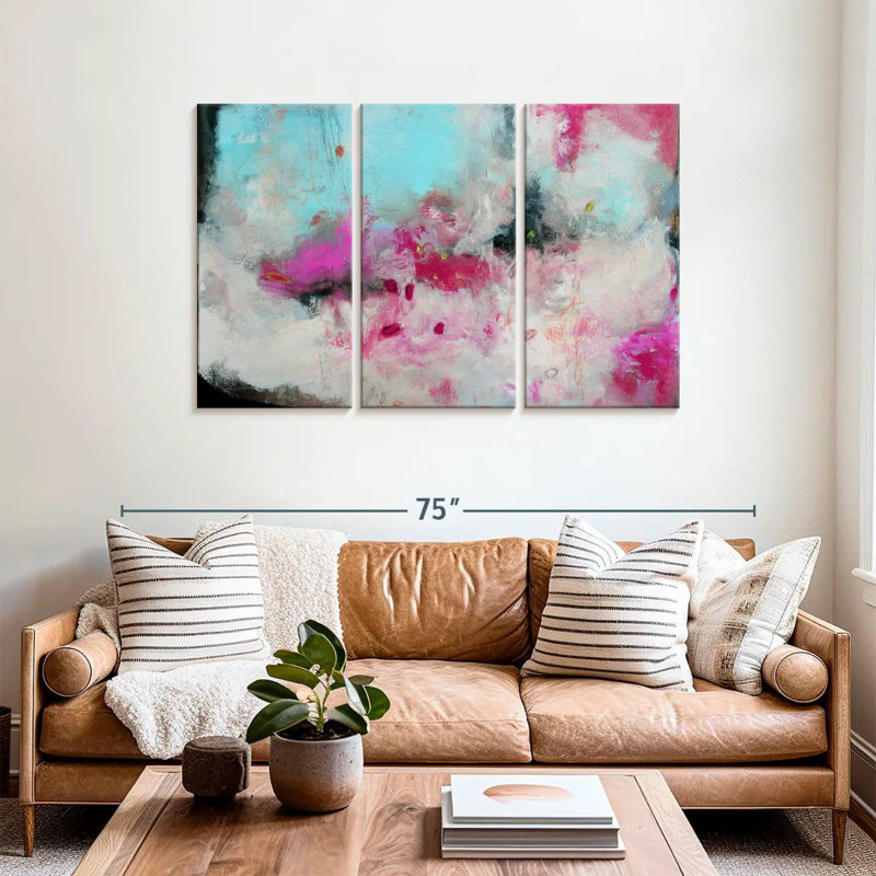 Avery - Abstraction rose et bleue I, H 36 po x l 57 po