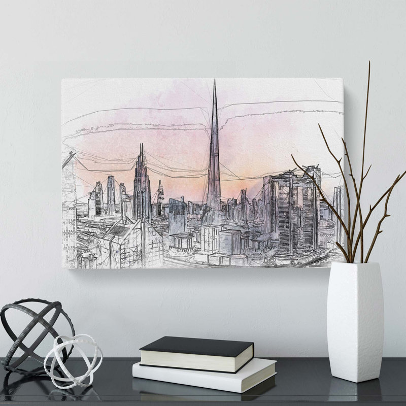 Dubai Skyline in Abstract - Wrapped Canvas, 50cm H x 76cm W x 3cm D