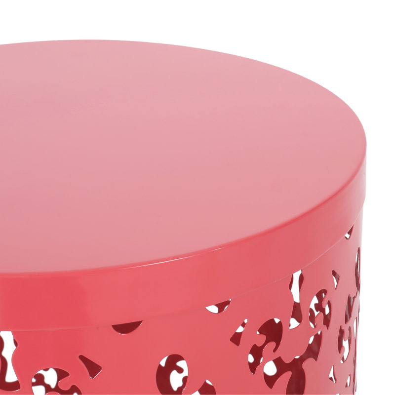 Outdoor Metal End Table -Large, Coral