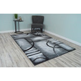 Tapis gris à motif géométrique 3D ciselé à la main Mccampbell