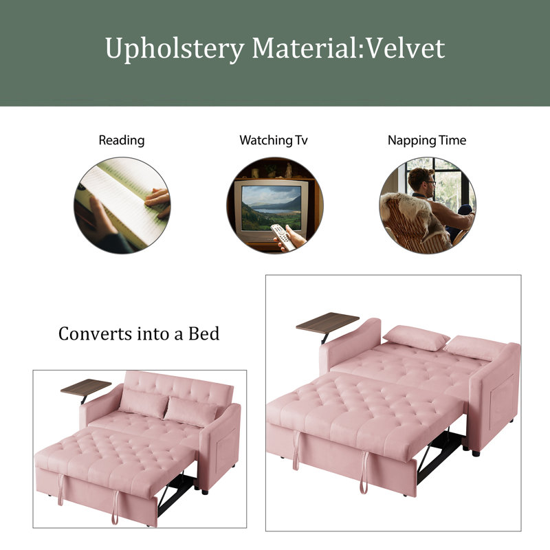 VELVET SOFA BED, Pink Velvet
