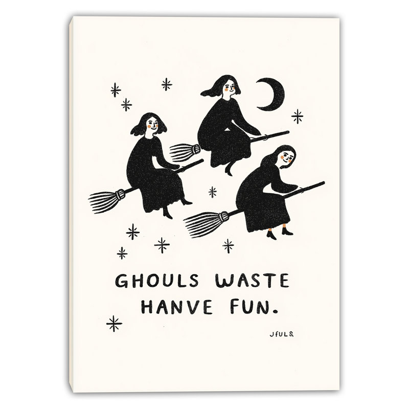 Ghostly Path with Pumpkins Wrapped Canvas Wall Art