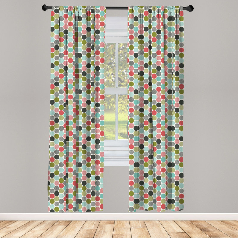 Multicolor Retro Fashion Fun Polyester Rod Pocket Curtain Panels