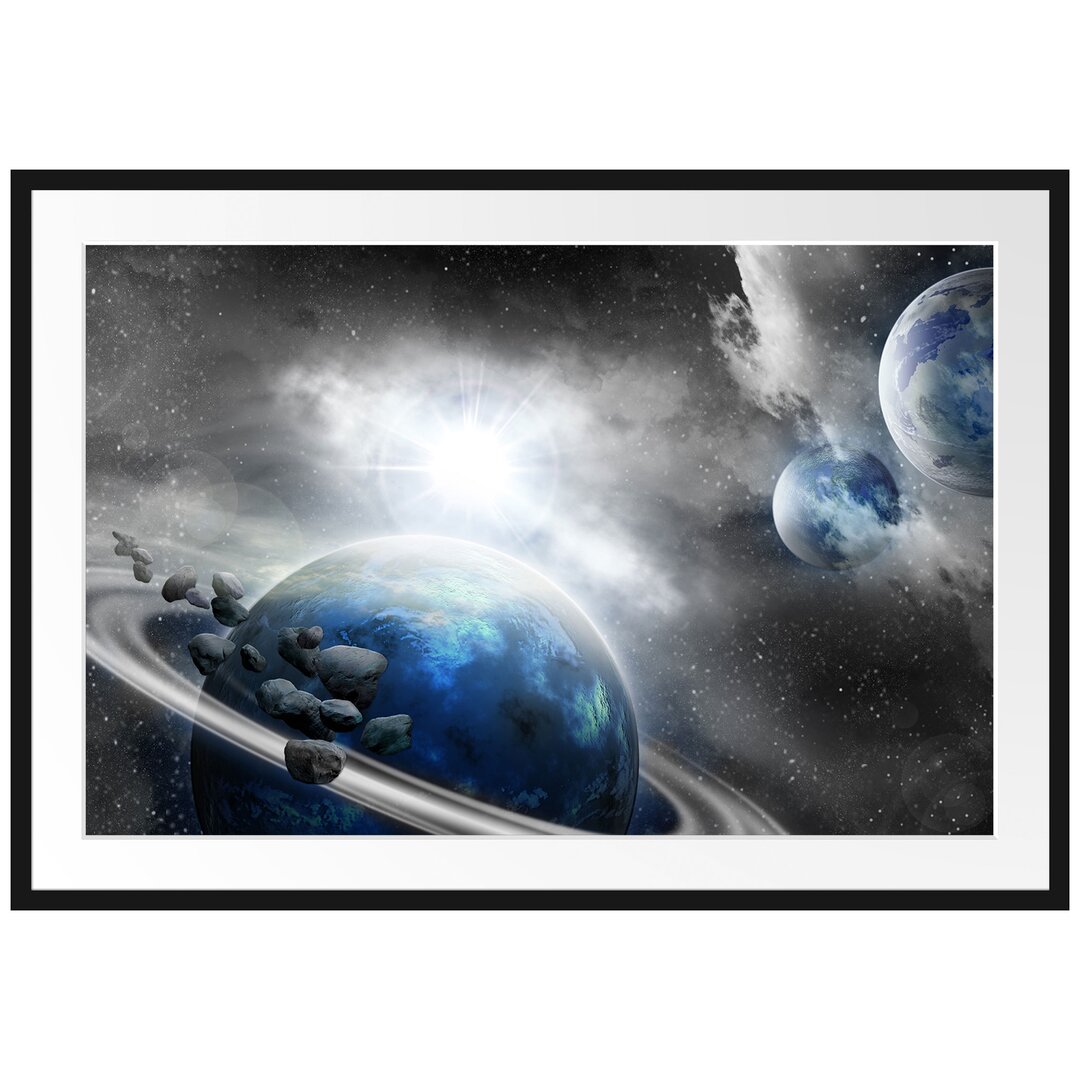 Gerahmtes Poster Planeten und Meteoriten