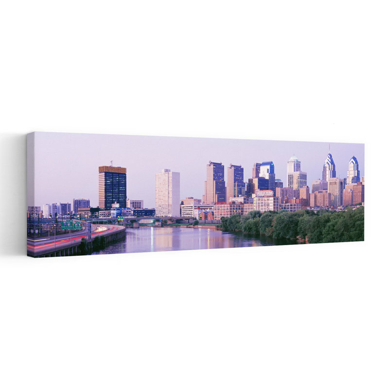 «Philadelphia Pa», art abstrait contemporain, art mural de la ville, H 12 po x l 36 po