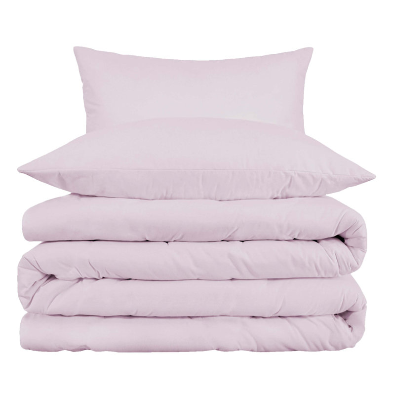 Ensemble de housse de couette 3 pièces Laflamme, Housse de couette double / grand + 2 taies décora, Lilas