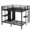 Structure de lit superposé avec garde-robe intégrée, lit superposé en métal avec bureau pliable