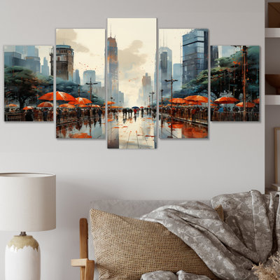 The Hong Kong Protest I - Cityscapes Wall Art Living Room - 5 Panels