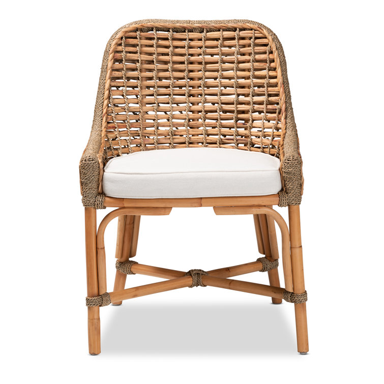 A & B Home Transitional Magy Natural Side Chair with Woven Rattan 48391