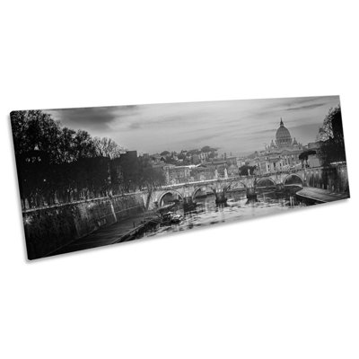 St Peters Cathedral Rome Sunset - Wrapped Canvas Panoramic Print