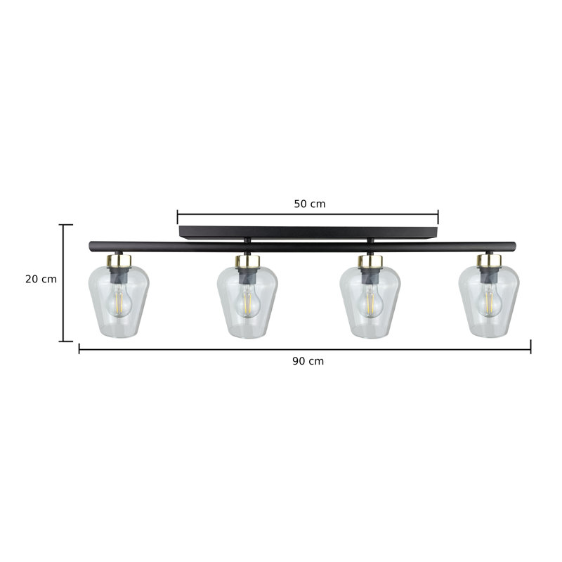Randall Glass Flush Mount, Black/Gold