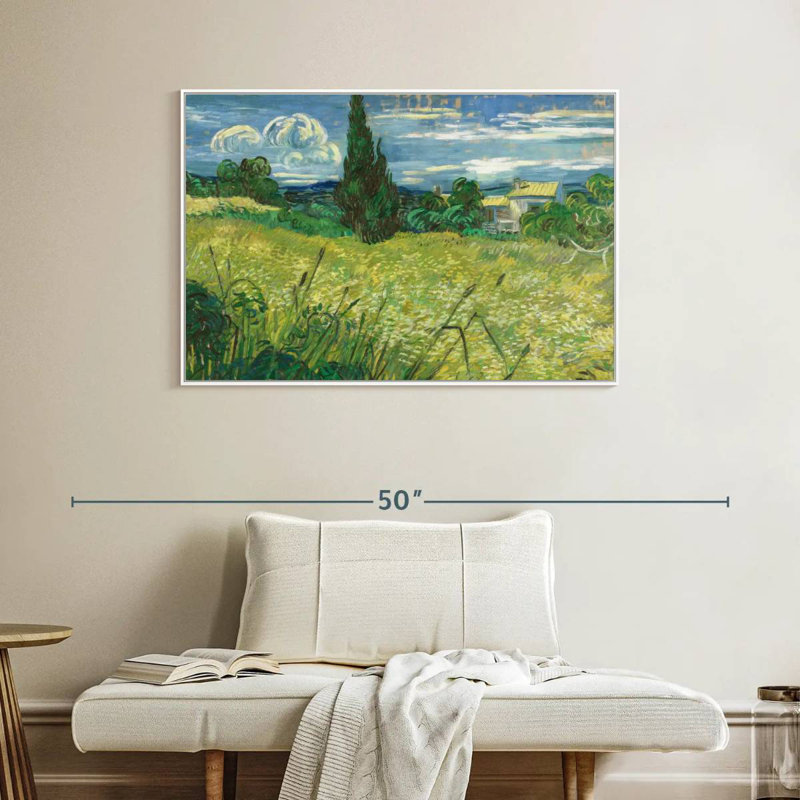 Champ vert 1889, Cadre flottant blanc, 40 po x 27 po