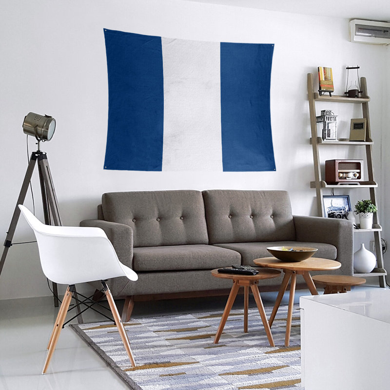 Tapisserie de polyester Toronto, Bleu / Blanc / Bleu, H 51 po x l 60 po