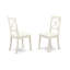 Ensemble de table de salle à manger moderne 5 pièces comprenant une table ronde en bois avec piédestal et 4 chaises de cuisine en lin, blanc lin