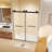 Frameless Double Sliding  Shower Door 44-48 "W X 74" H, 5/16 "(8Mm) Tempered Glass, Explosion Proof Film, Stainless Steel Handle, Square Tube Track-128960984