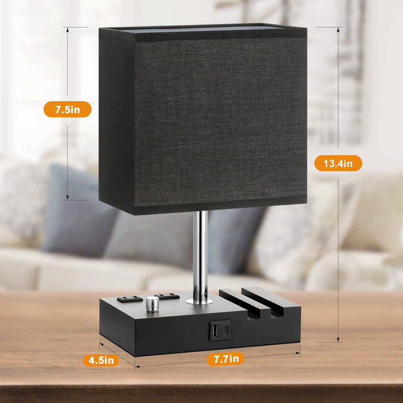 Lampe de table Simrit, H 13,39 po x l 4,49 po x P 7,72 po, Noir